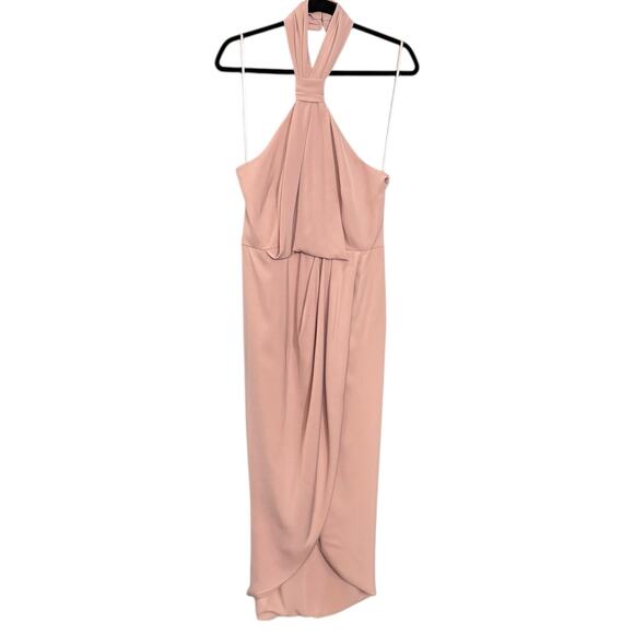 Shona‎ Joy Size 8 Halter Neck Draped Dress Blush Pink Wedding Guest Balletcore - Picture 2 of 11